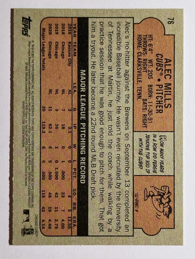 2021 Topps Heritage #76 Alec Mills