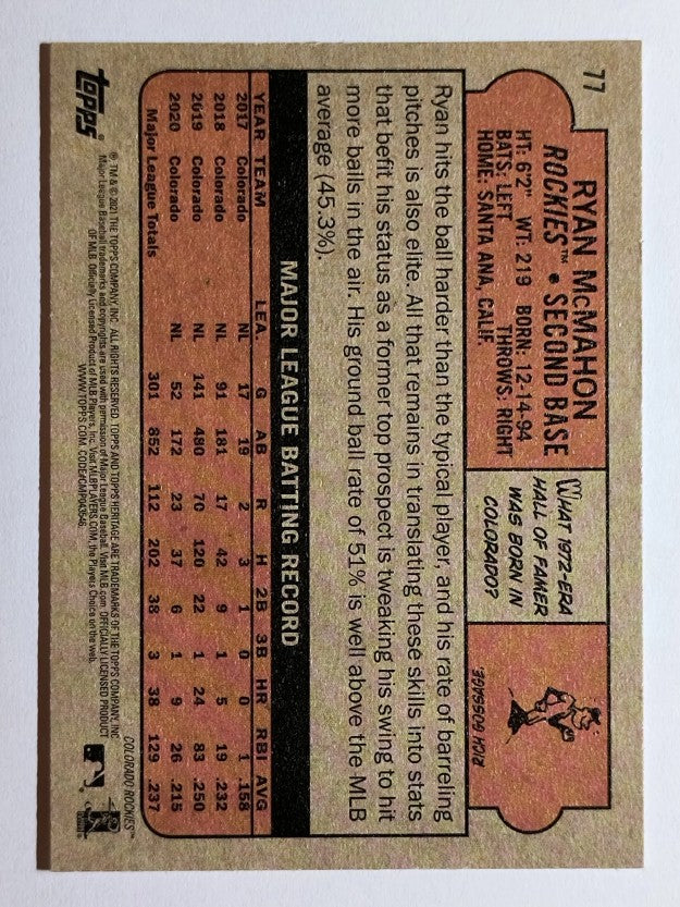 2021 Topps Heritage #77 Ryan McMahon