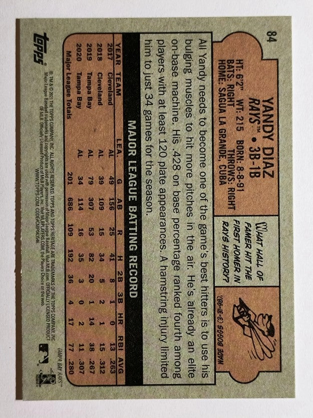 2021 Topps Heritage #84 Yandy Diaz
