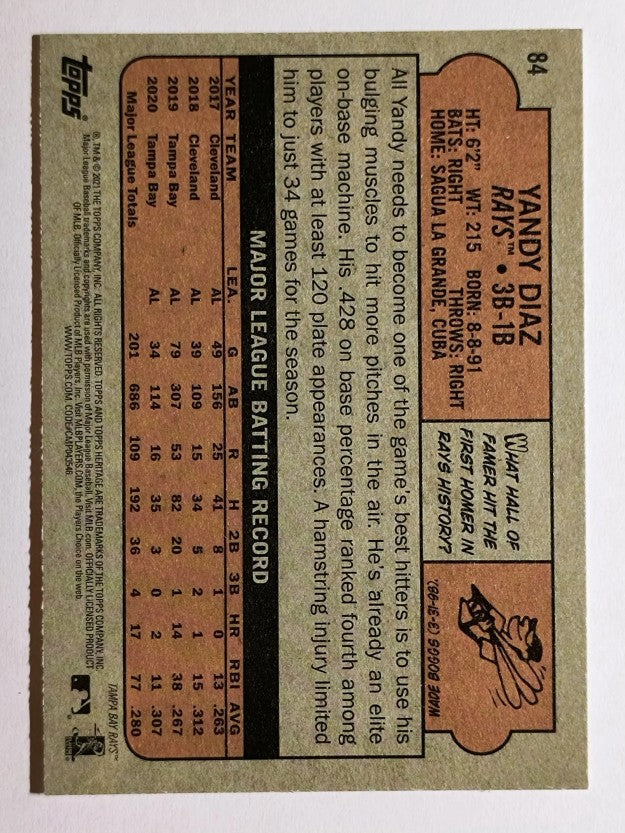 2021 Topps Heritage #84 Yandy Diaz