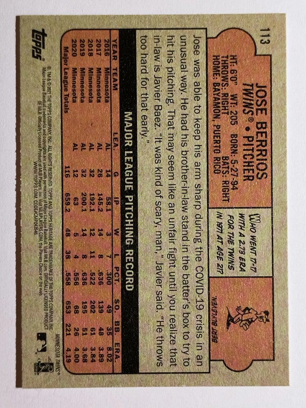 2021 Topps Heritage #113 Jose Berrios