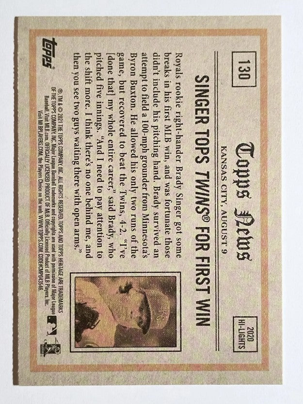 2021 Topps Heritage #130 Brady Singer IA