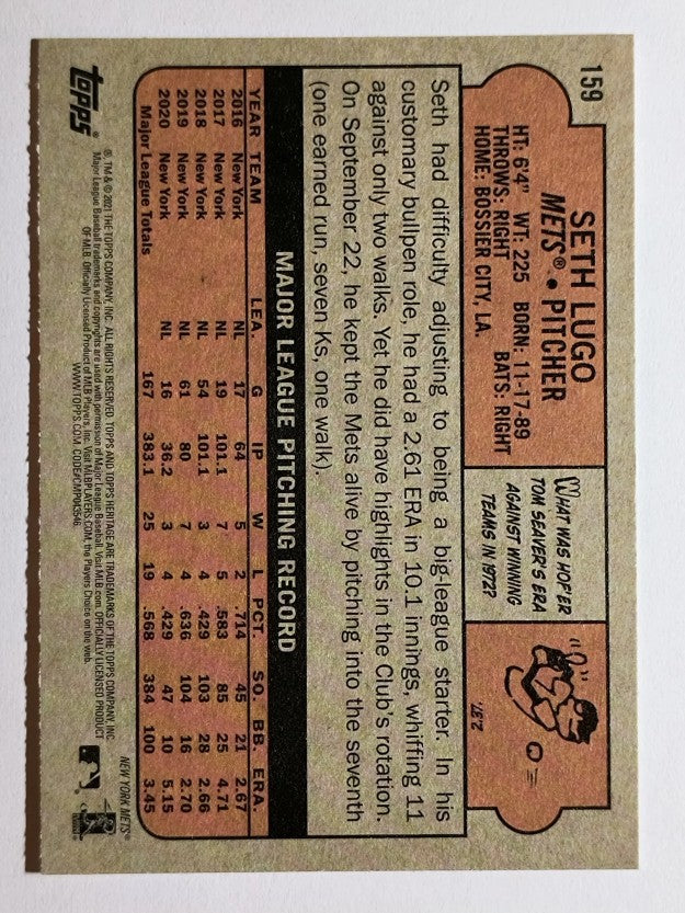 2021 Topps Heritage #159 Seth Lugo
