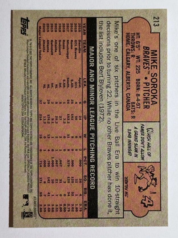 2021 Topps Heritage #213 Mike Soroka
