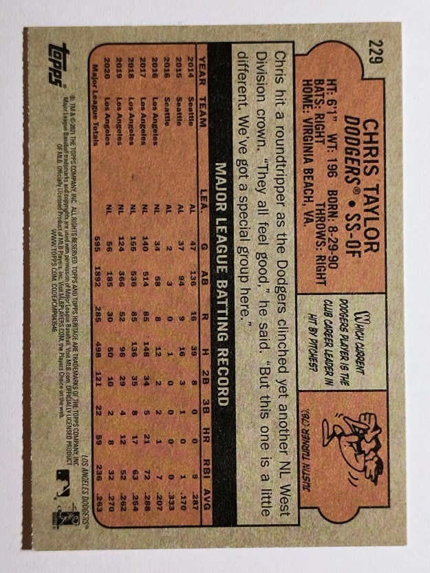 2021 Topps Heritage #229 Chris Taylor