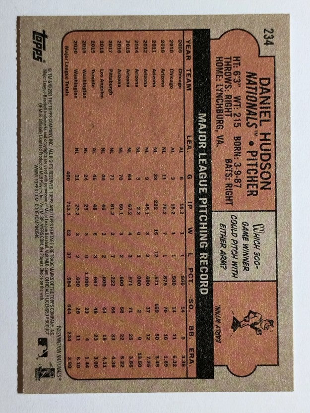 2021 Topps Heritage #234 Daniel Hudson