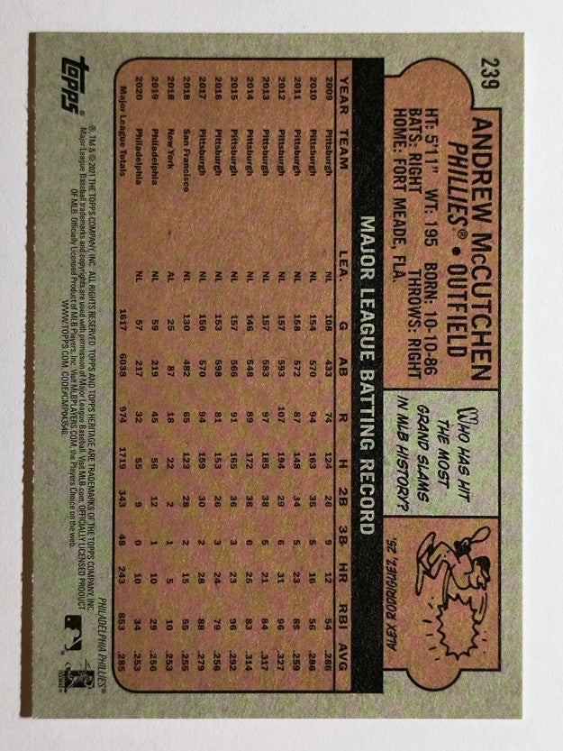 2021 Topps Heritage #239 Andrew McCutchen