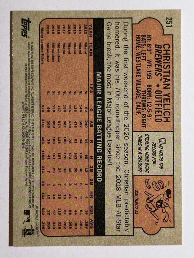 2021 Topps Heritage #251 Christian Yelich