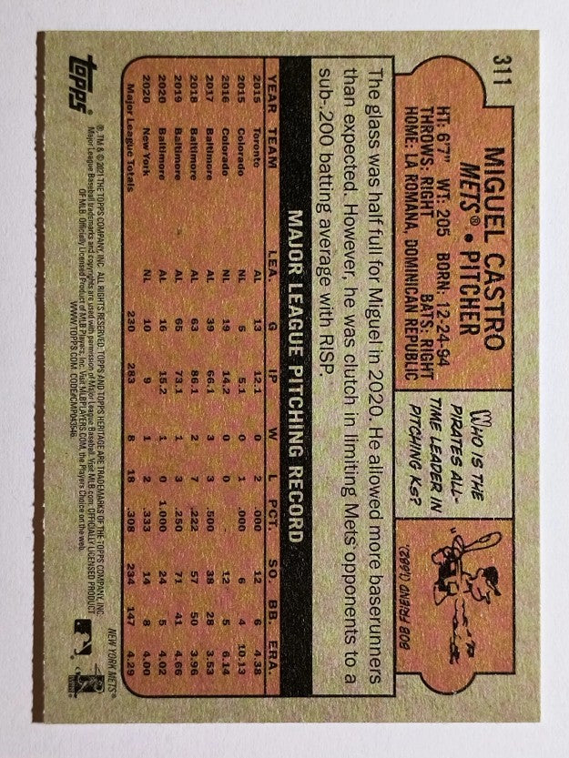 2021 Topps Heritage #311 Miguel Castro