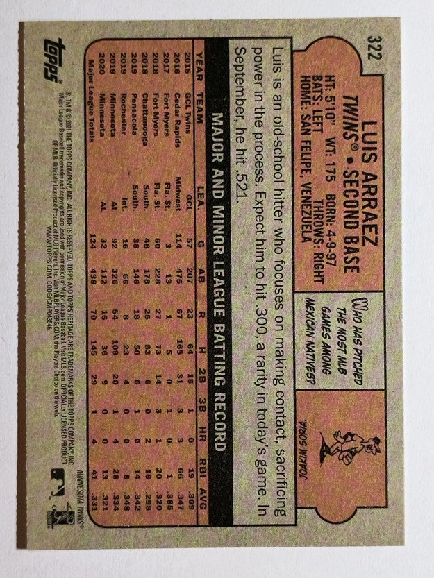2021 Topps Heritage #322 Luis Arraez