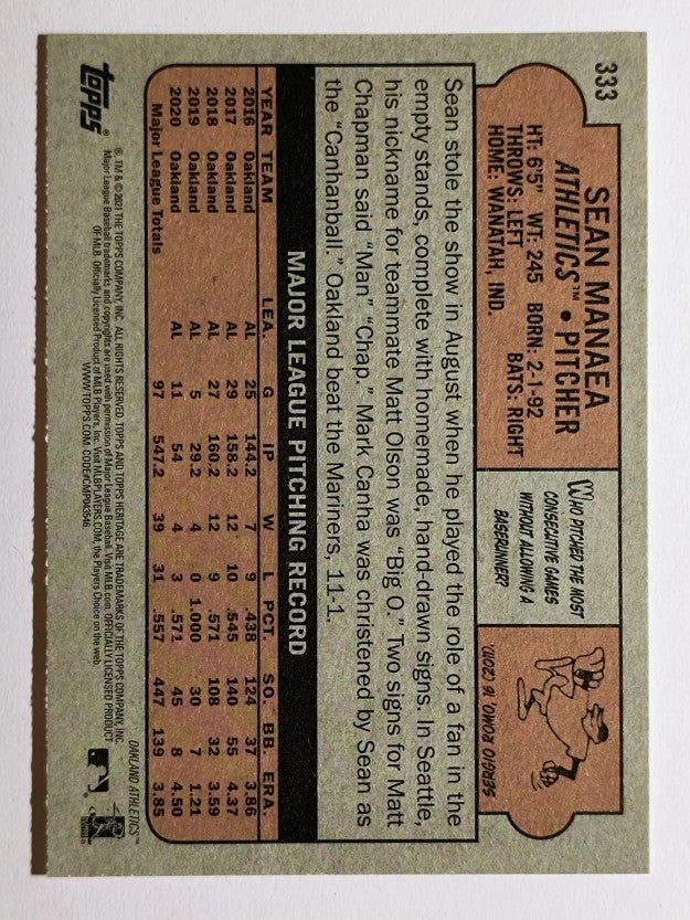2021 Topps Heritage #333 Sean Manaea
