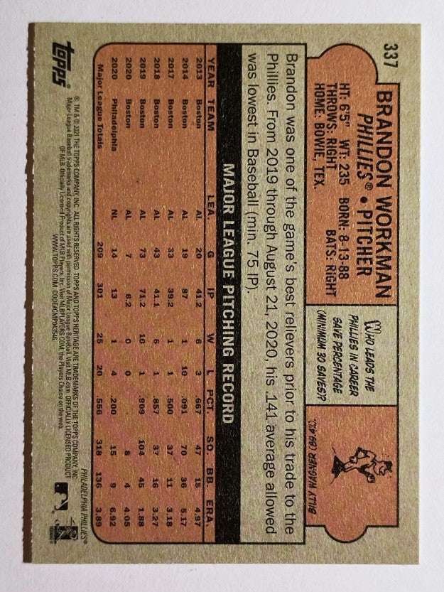 2021 Topps Heritage #337 Brandon Workman