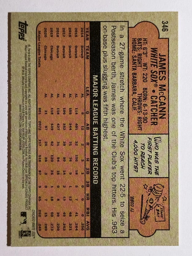 2021 Topps Heritage #346 James McCann