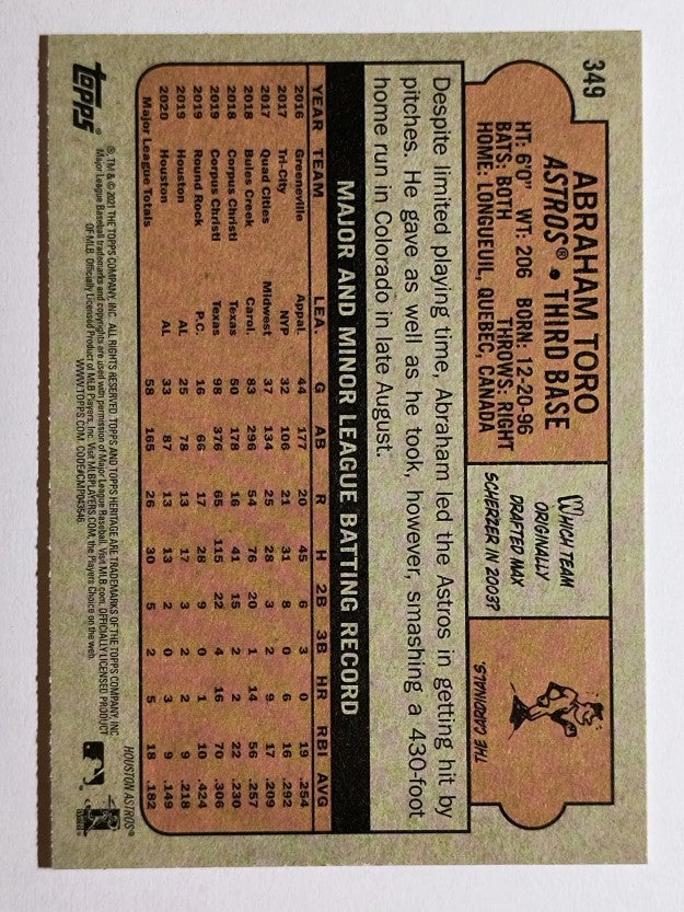 2021 Topps Heritage #349 Abraham Toro