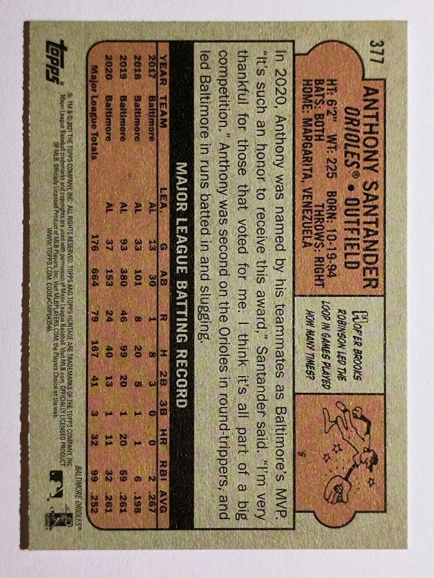 2021 Topps Heritage #377 Anthony Santander