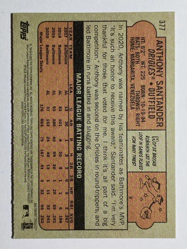 2021 Topps Heritage #377 Anthony Santander