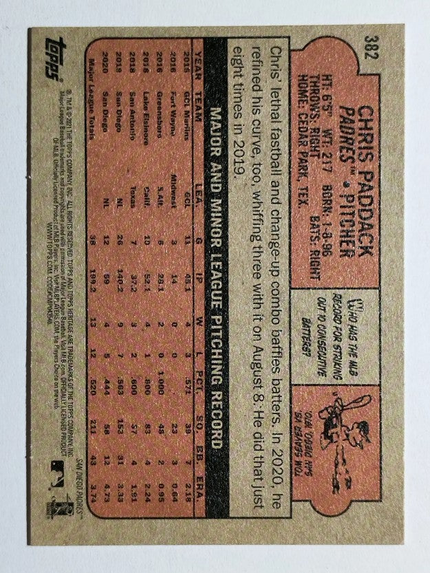 2021 Topps Heritage #382 Chris Paddack