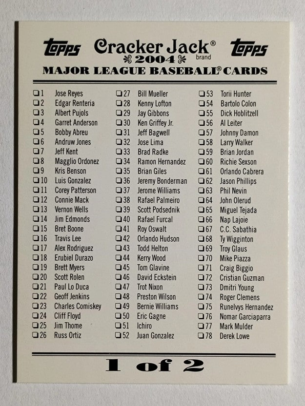 2004 Topps Cracker Jack Checklists #1 1-166