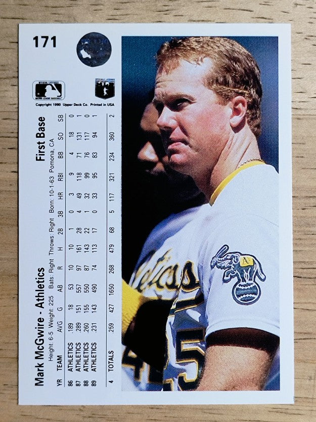 1990 Upper Deck #171 Mark McGwire
