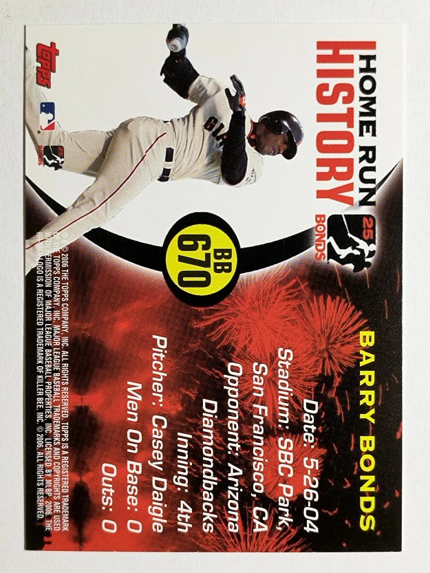 2005 Topps Barry Bonds Home Run History #670 Barry Bonds HR670 (NM)
