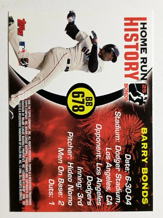 2005 Topps Barry Bonds Home Run History #678 Barry Bonds HR678