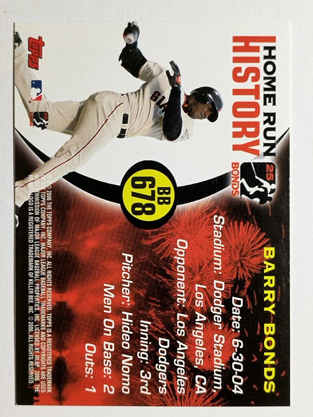 2005 Topps Barry Bonds Home Run History #678 Barry Bonds HR678