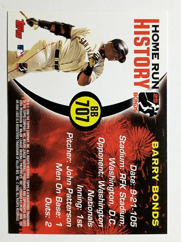2005 Topps Barry Bonds Home Run History #707 Barry Bonds HR707