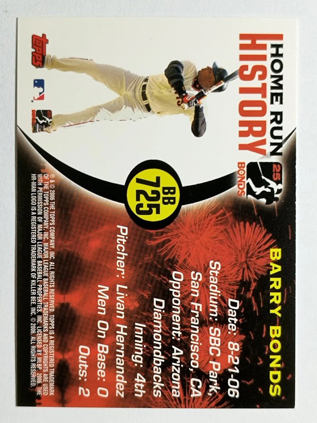 2005 Topps Barry Bonds Home Run History #725 Barry Bonds HR725