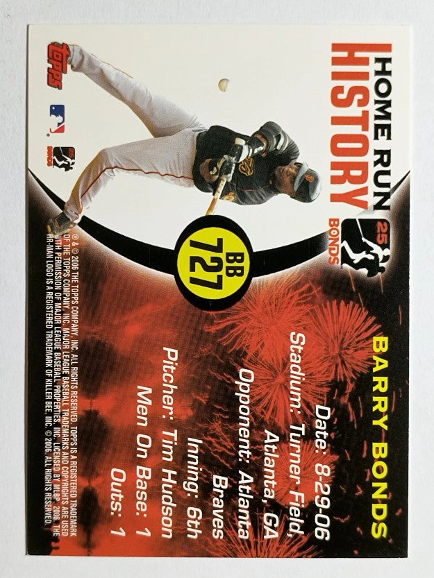 2005 Topps Barry Bonds Home Run History #727 Barry Bonds HR727