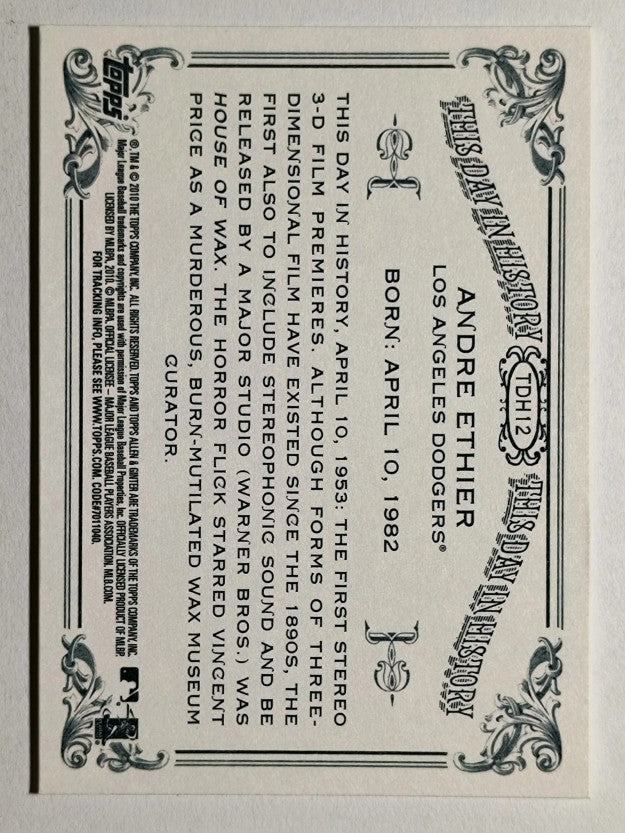 2010 Topps Allen and Ginter This Day in History #TDH12 Andre Ethier