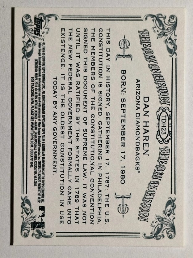 2010 Topps Allen and Ginter This Day in History #TDH23 Dan Haren