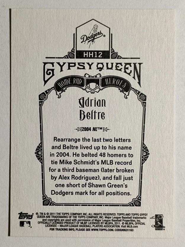 2011 Topps Gypsy Queen Home Run Heroes #HH12 Adrian Beltre (NM)