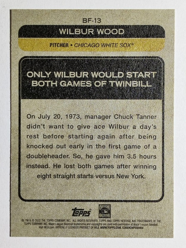 2022 Topps Heritage Baseball Flashbacks #BF13 Wilbur Wood