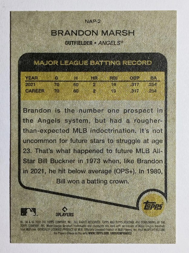2022 Topps Heritage New Age Performers #NAP2 Brandon Marsh