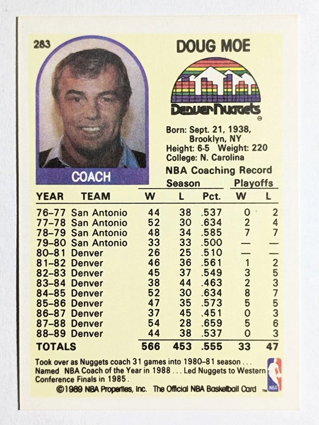 1989-90 Hoops #283 Doug Moe CO