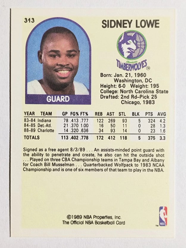 1989-90 Hoops #313 Sidney Lowe