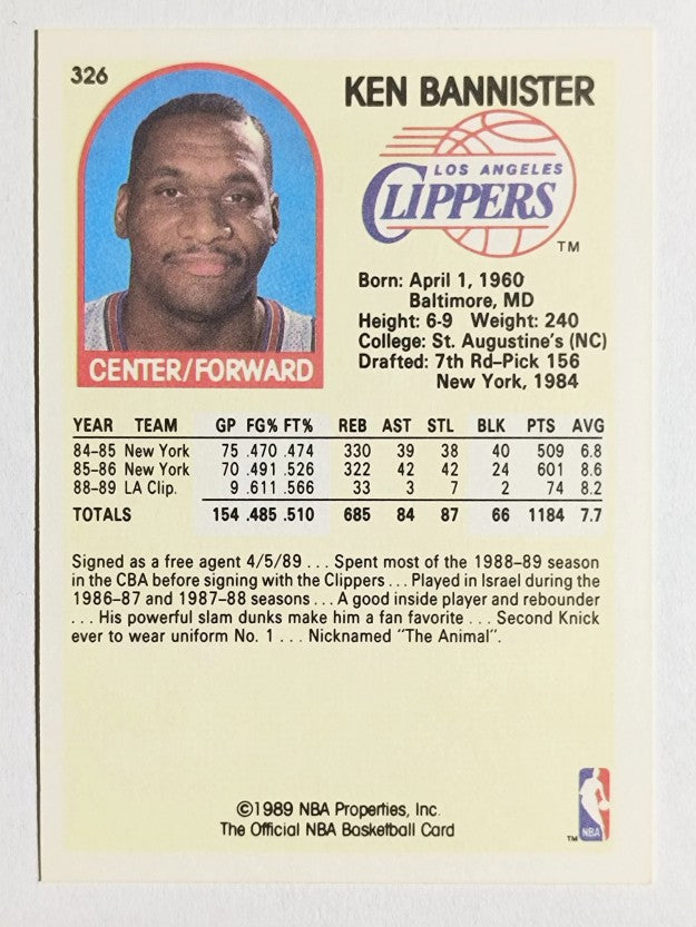 1989-90 Hoops #326 Ken Bannister