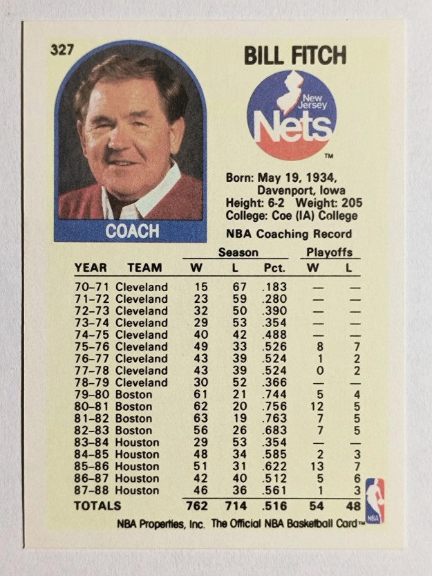 1989-90 Hoops #327 Bill Fitch CO