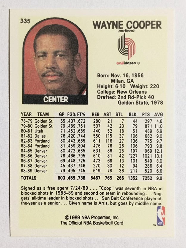 1989-90 Hoops #335 Wayne Cooper