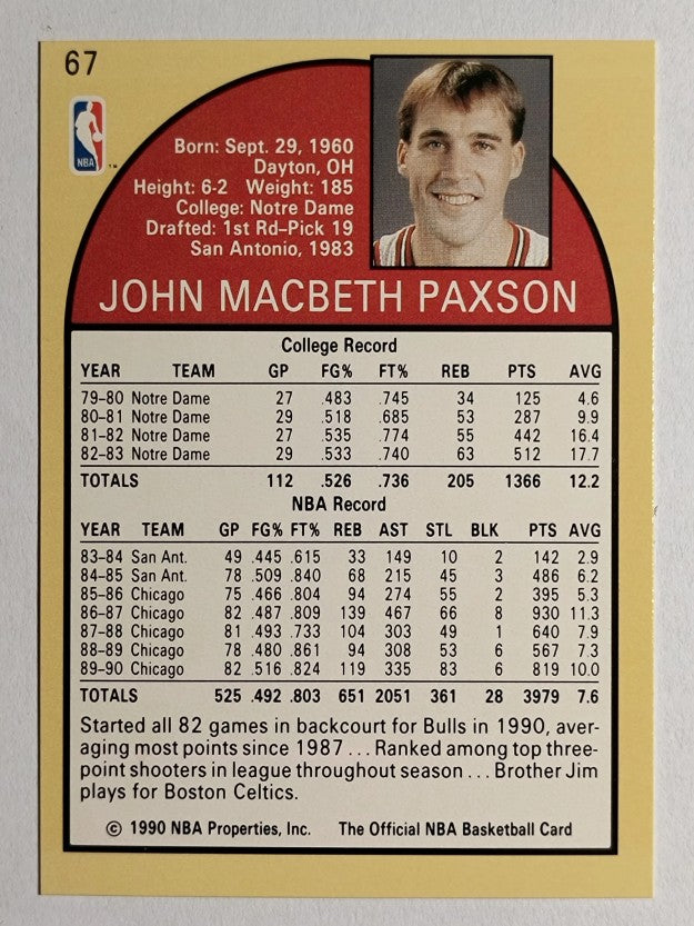 1990-91 Hoops #67 John Paxson