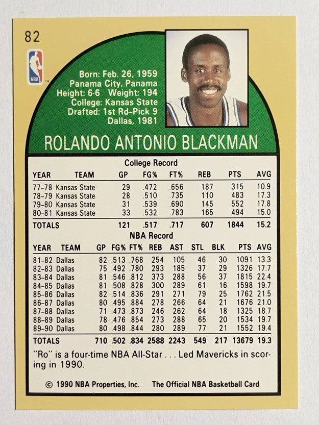 1990-91 Hoops #82 Rolando Blackman