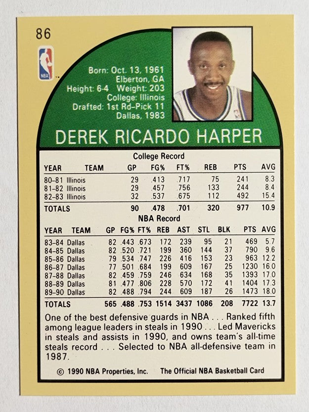 1990-91 Hoops #86 Derek Harper