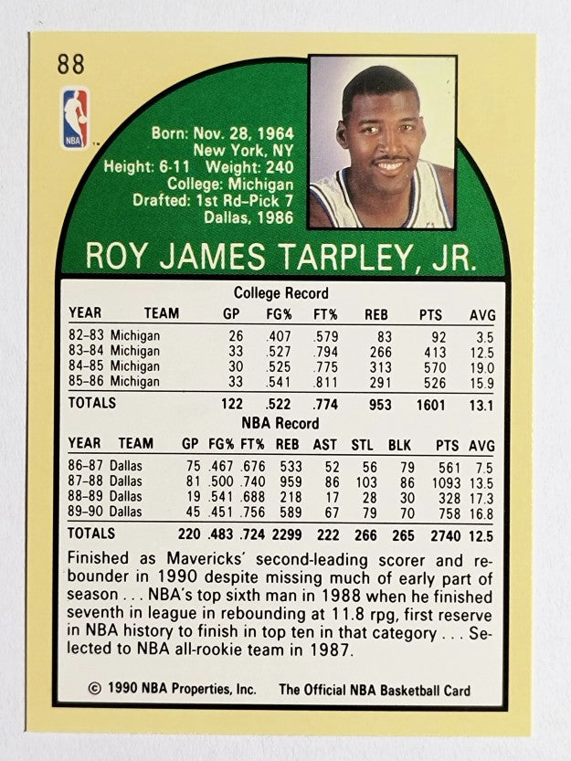 1990-91 Hoops #88 Roy Tarpley