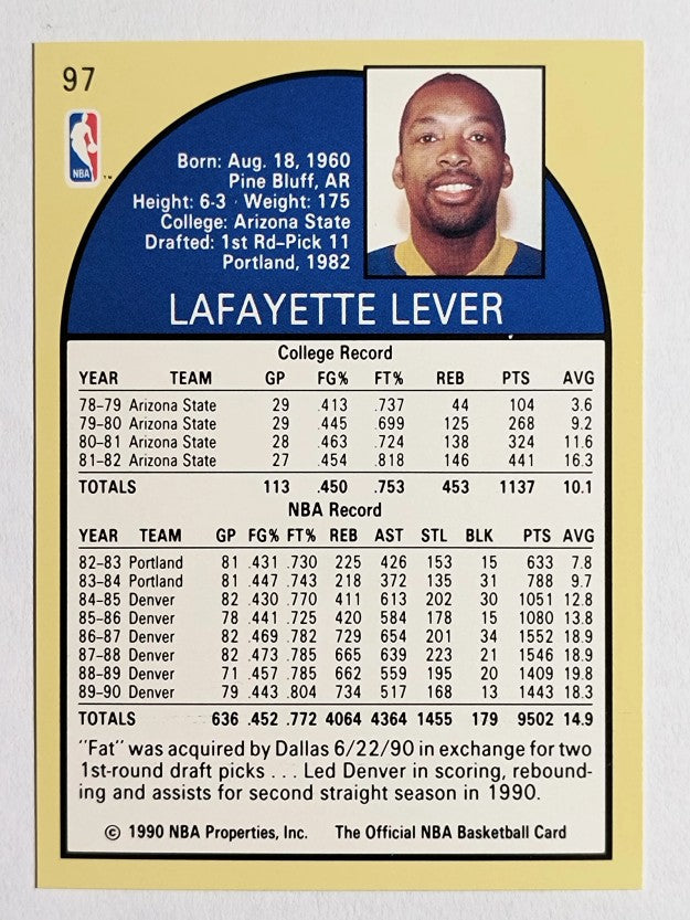1990-91 Hoops #97 Lafayette Lever SP