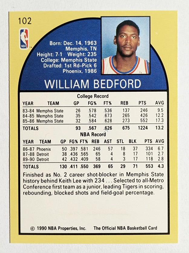 1990-91 Hoops #102 William Bedford RC