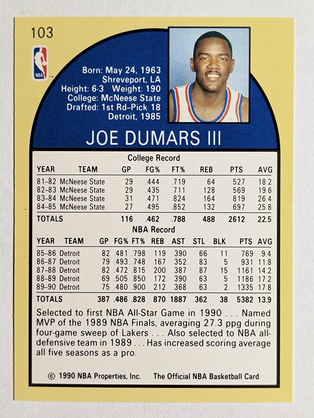 1990-91 Hoops #103 Joe Dumars