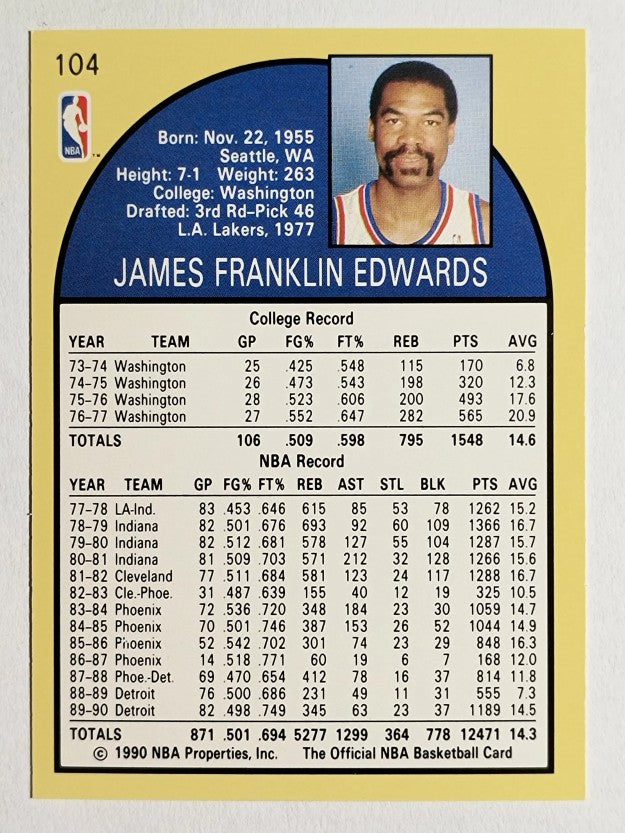 1990-91 Hoops #104 James Edwards