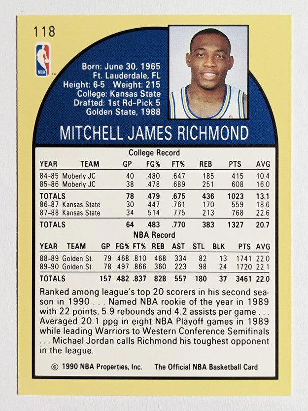 1990-91 Hoops #118 Mitch Richmond