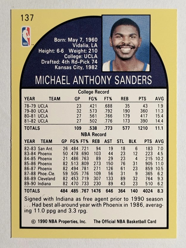 1990-91 Hoops #137 Mike Sanders