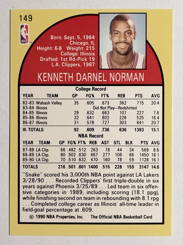 1990-91 Hoops #149 Ken Norman